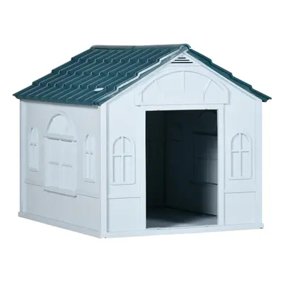 PawHut Weather-Resistant Dog House, Puppy Shelter for Medium Dogs - Blue