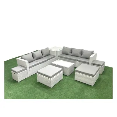 Fimous Pieces Rattan Garden Furniture Set Outdoor Garden Sofa Coffee Table Set with Side Table F