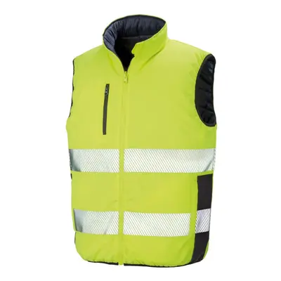 (XL, Fluorescent Yellow/Navy) SAFE-GUARD by Result Mens Reversible Soft Padded Gilet