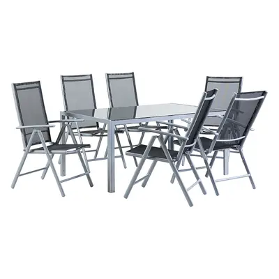 6 Seater Metal Garden Dining Set Black CATANIA