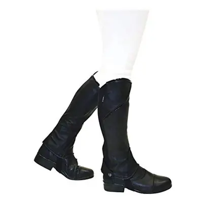 (Childs Small, Black/Patent Piping) Dublin Childrens/Kids Stretch Fit Half Chaps