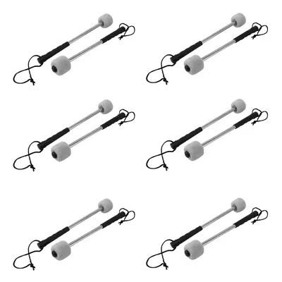 12Pcs Bass Drum Mallet Felt Head Percussion Mallets Timpani Sticks with Stainless Steel Handle,W