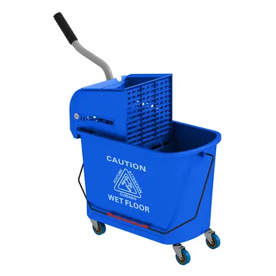 HOMCOM 20L Mop Bucket with Wringer Handle on Wheels for Floor Cleaning Blue