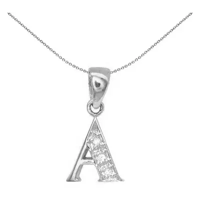 Jewelco London 9ct White Gold Pave Set Round H I2 0.02ct Diamond Identity Dainty Initial ID Char