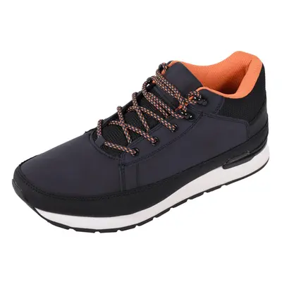 (Navy, UK 11) Brave Soul Mens Mid Top Flat Trainers Lace up Boot