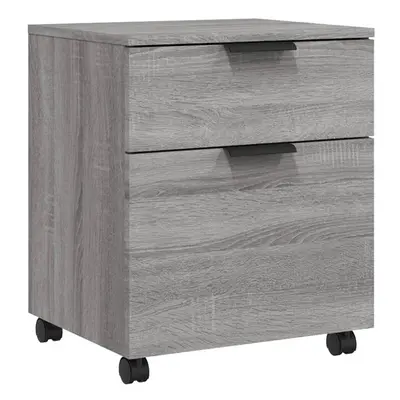 (Grey sonoma) vidaXL Mobile File Cabinet with Wheels Desk Storage Cabinet Engineered Wood