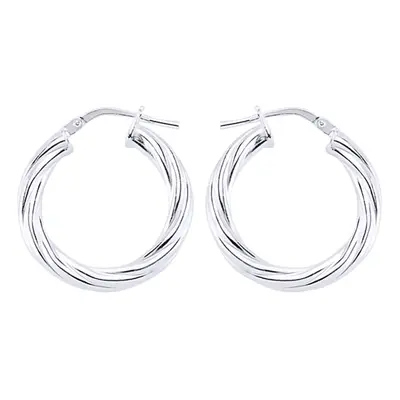 Jewelco London Ladies Sterling Silver Twisted Hoop Earrings 23mm 3mm - ER33