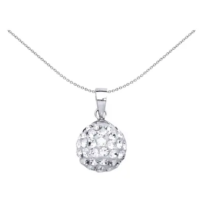 Jewelco London Ladies Sterling Silver Crystal Disco Ball Pendant Necklace inch - GVP168-9MM