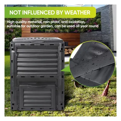 300Litre/80Gal Garden Compost Bin Large Composter ECO Recycling Storage BPA-Free Black Organic W