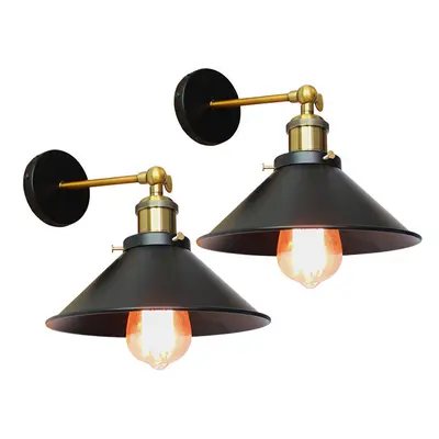 (Black) 2Pack Wall Light Edison Ceiling Lamp Shade Loft Wall Sconces Lights(Bulb not Included)