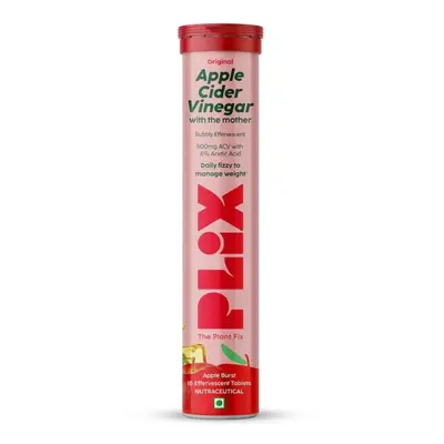 Plix The Plant Fix Apple Cider Vinegar Effervescent Tablet, Acv With Mother For Weight Loss & Ea