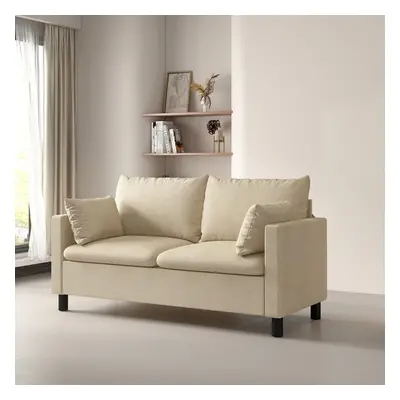 (BEIGE) Seater Linen Fabric Loveseat Sofa Laura