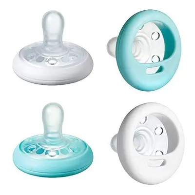 Tommee Tippee Closer to Nature Soother Pacifier BPA-Free Breast-Like Shape, White & Ice Blue, Mo