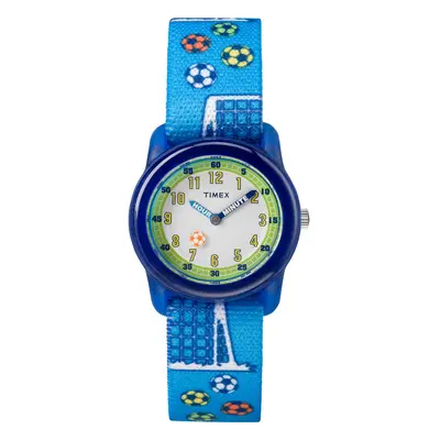 Timex Boys TW7C16500 Time Machines Blue Soccer Elastic Fabric Strap Watch