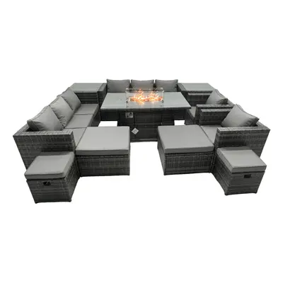 Fimous Rattan Garden Furniture Firepit Dining Set Seater Lounge Sofa Table Set with side table b