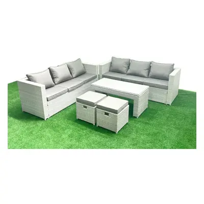 Fimous Seater Garden Outdoor Rattan Furniture Set Rattan Garden Sofa Oblong Coffee Table with Sm