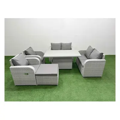 Fimous Seater Outdoor Reclining Chair Love Sofa Set Rattan Garden Furniture Set with Adjustable 