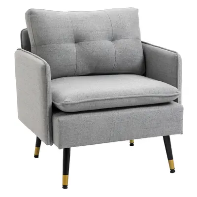 HOMCOM Modern Upholstered One Seater Sofa for Bedroom Living Room Grey