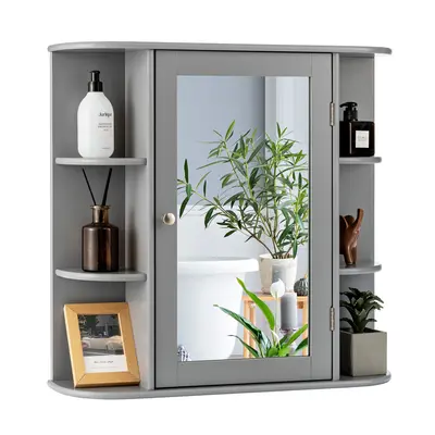 Mirrored Bathroom Cabinet Wall-mounted Storage Cabinet w/ Shelves