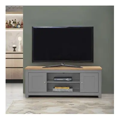 Lisbon TV Unit Stand Media Cabinet Doors and Shelf Light Grey