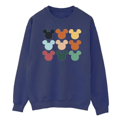 (L, Navy Blue) Disney Mens Mickey Mouse Heads Square Sweatshirt