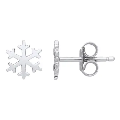 Jewelco London Ladies Sterling Silver Snowflake Stud Earrings - GVE780