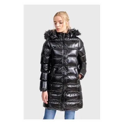 (UK 14) BRAVE SOUL Monroelong high shine longline coat in black