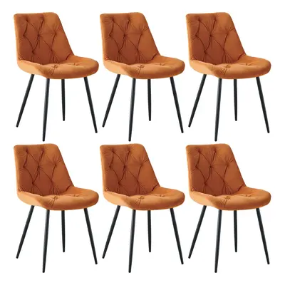 (Orange, pcs) 2/4/6 Dining Chairs Padded Seat Metal Legs