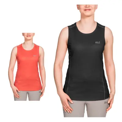 (Hot Coral, XL) Jack Wolfskin Womens Singlet Top Sleeveless Active Sports Gym Running