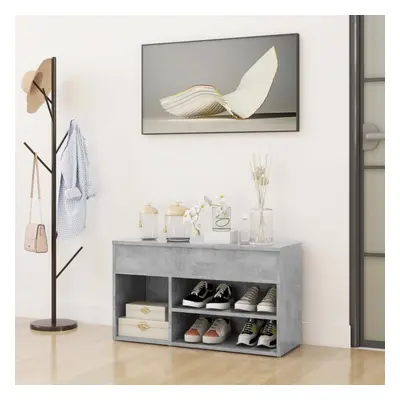 vidaXL Shoe Bench Concrete Grey Chipboard Shoe Organiser Cabinet Hall Bench