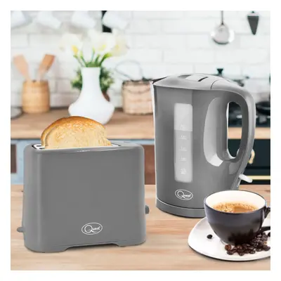 (Grey) Quest Modern Kettle & Toaster Sets / 1.7L Kettle & Slice Toaster