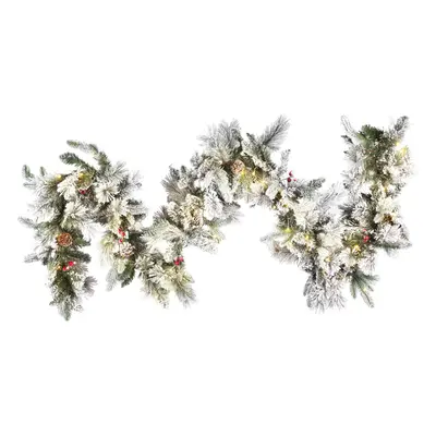 Pre-Lit Snowy Christmas Garland cm White WHITEHORN