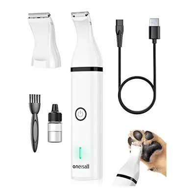 oneisall Dog Paw Trimmer with Double Blades, Low Noise Clippers, Pet Grooming Kit for Dogs Cats 