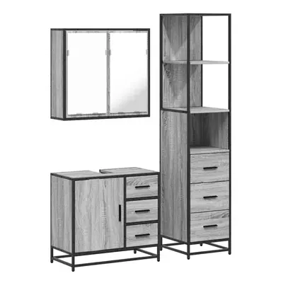 (grey sonoma) vidaXL Piece Bathroom Furniture Set Black Engineered Wood bathroom cabinet