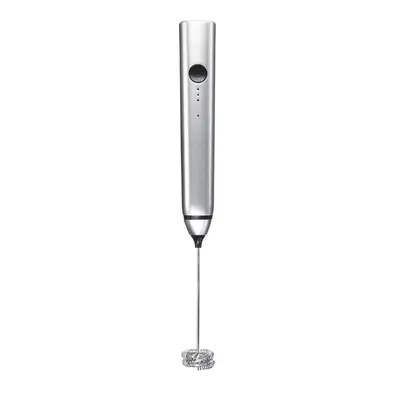 (Silver) in Whisk Milk Frother Handheld Electric USB Charging Gear Egg Beater Milk Frother