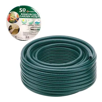 50M GARDEN HOSE PIPE REEL REINFORCED TOUGH METRE OUTDOOR HOSEPIPE GREEN NEW