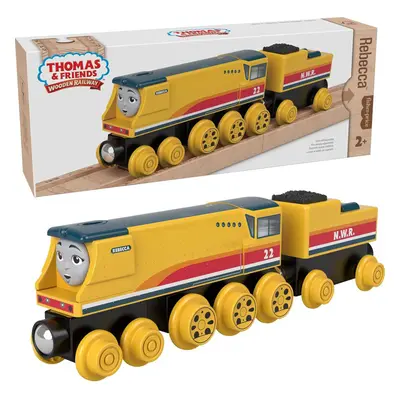 Thomas & Friends Wooden Railway Toy Train Rebecca Push-Along Wood Engine & Coal Car for Toddlers