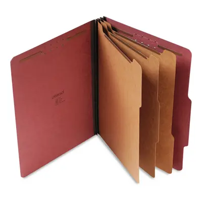 Universal Pressboard Classification Folder Letter Eight-Section Red 10/Box