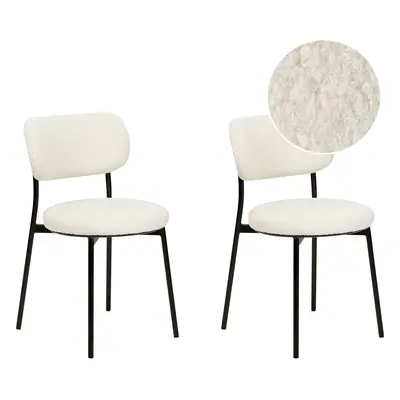 Set of Dining Chairs CASEY Boucle Off-White