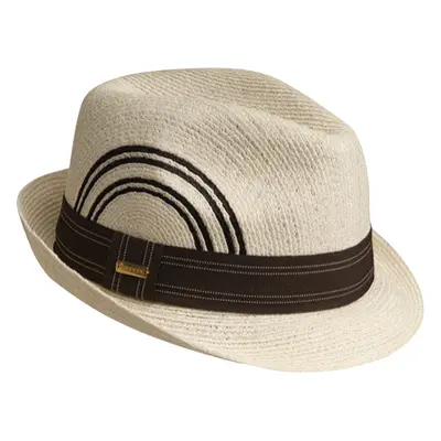 (M) KANGOL Ashton Braid Player Trilby Hat 100% Sisal Fedora Brim Cap - Natural