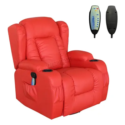 (Red) WESTWOOD | Leather Recliner Armchair | Swivel Heated Chair Massage Gaming Chair