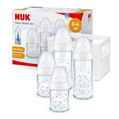 NUK First Choice+ Glass Baby Bottles Starter Set | Months | x Temperature Control Bottles & Bott