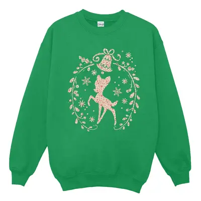 (M, Irish Green) Disney Womens/Ladies Bambi Christmas Wreath Sweatshirt