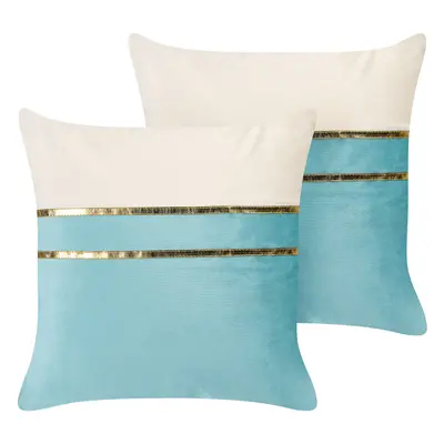 Set of Cushions Solid ALLIUM Velvet x cm Blue