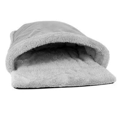 Grey Cosy Cat Pouch Bed Kitten Sleeping Bag Snug Fleece Dog Puppy Nest Cave