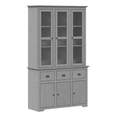 (grey) vidaXL Highboard Sideboard Side Cabinet Storage Cupboard Solid Wood Pine BODO