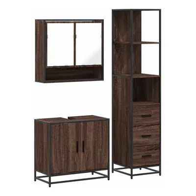 (brown oak) vidaXL Piece Bathroom Furniture Set Sonoma Oak Engineered Wood