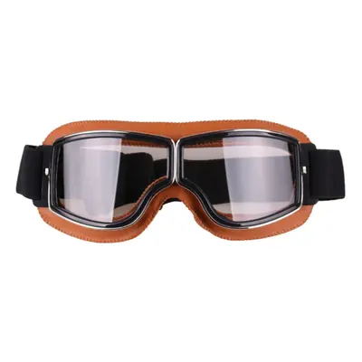 (transparent Yellow) Retro Style Vintage Motorcycle Goggles Helmet Protective Eyewear for Outdoo