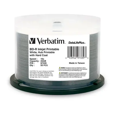 Verbatim BD-R 25GB 16X Blu-ray Recordable Media Disc DataLifePlus Whit