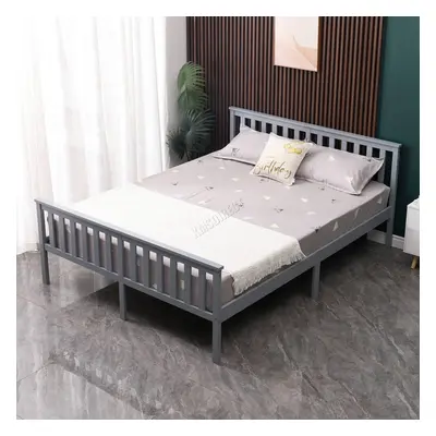 (Double, Grey) WestWood Single Double King Bed Solid Pine Frame Bedroom Footboard Grey White